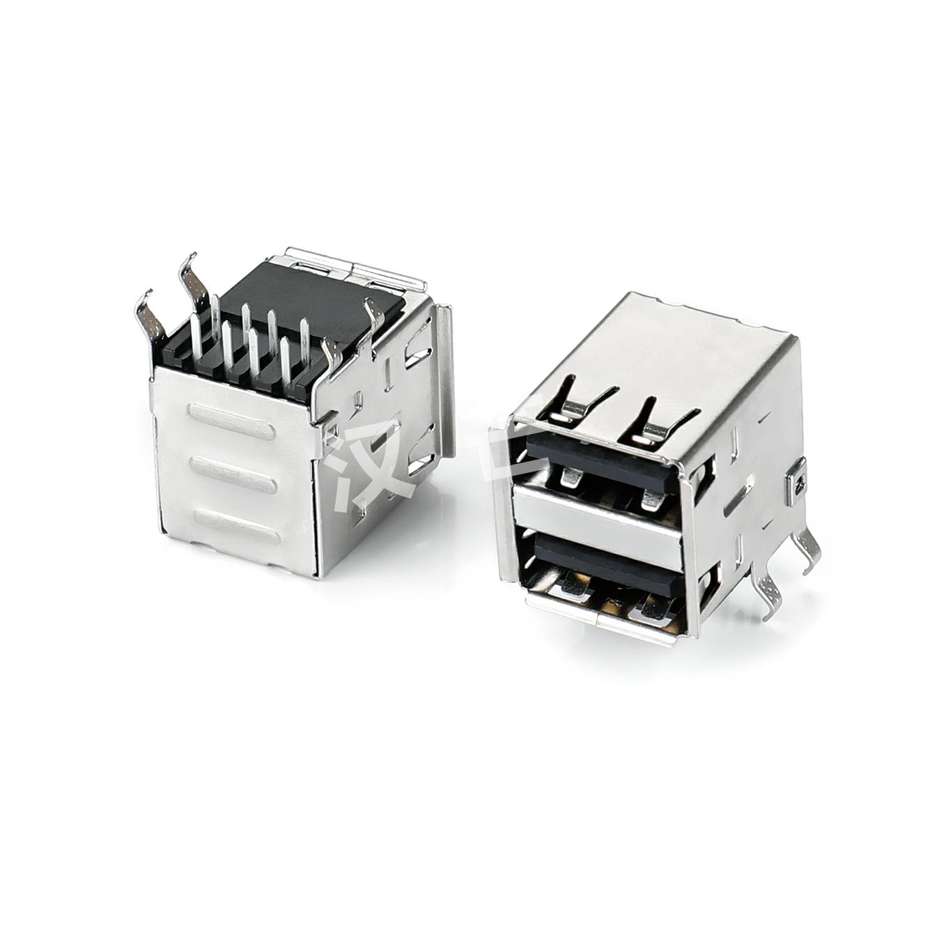双层USB 2.0A母有卷边