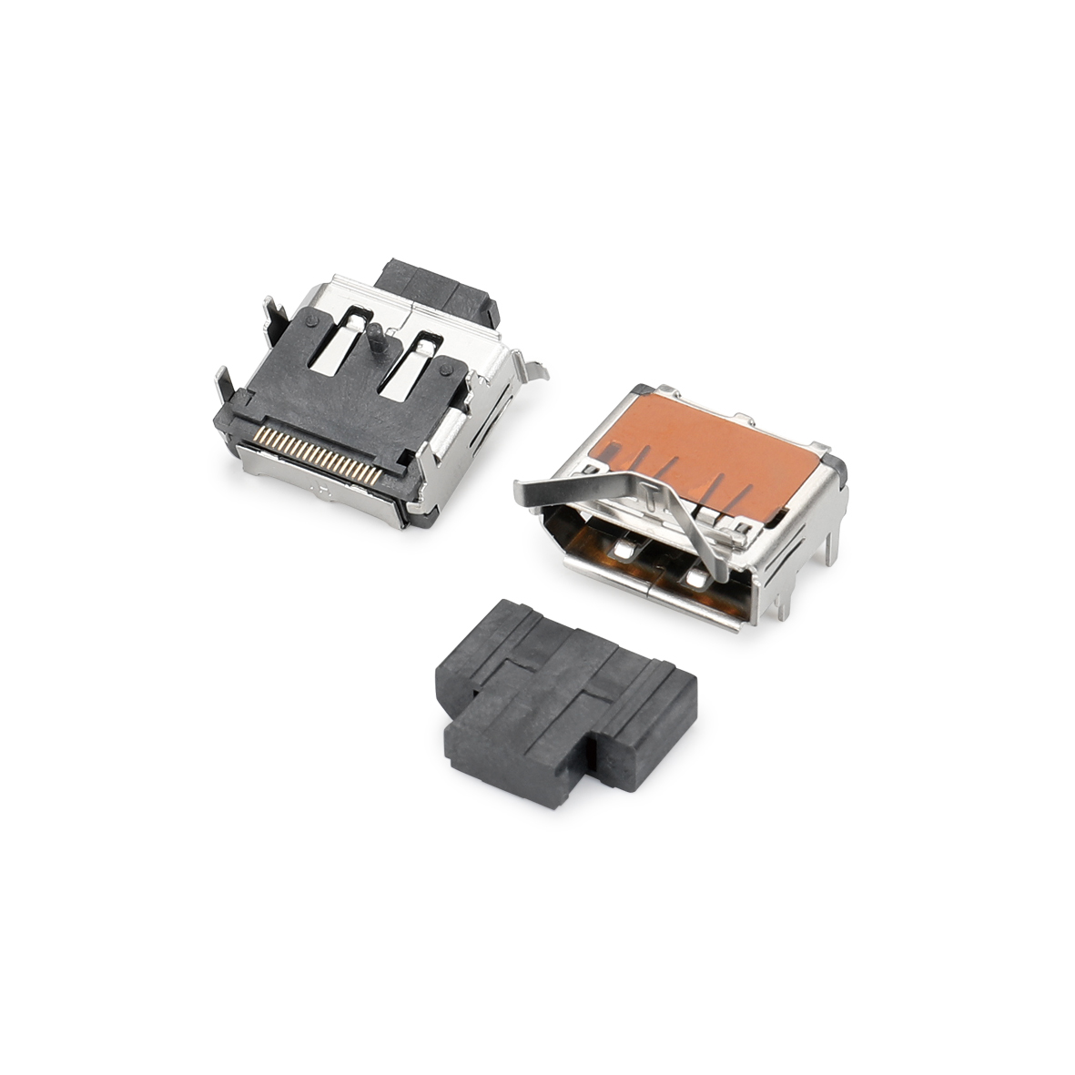 卧式DP母座SMT带弹片+防尘塞